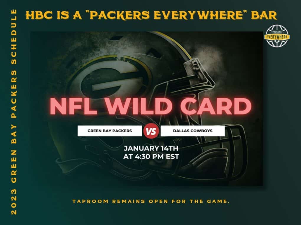 Hemauer Brewing Co in Mechanicsburg PA is a Packers Everywhere Bar and will have the 2024 NFL Wild Card game playing at the taproom.