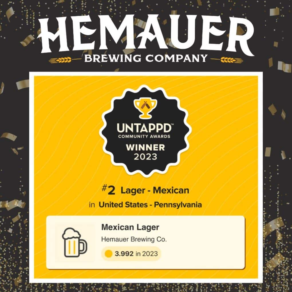 Hemauer Brewing Co. won 2nd place through Untappd with their Mexican Lager.