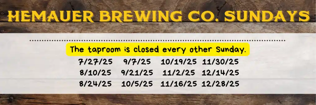 Sunday hours at Hemauer Brewing Co.