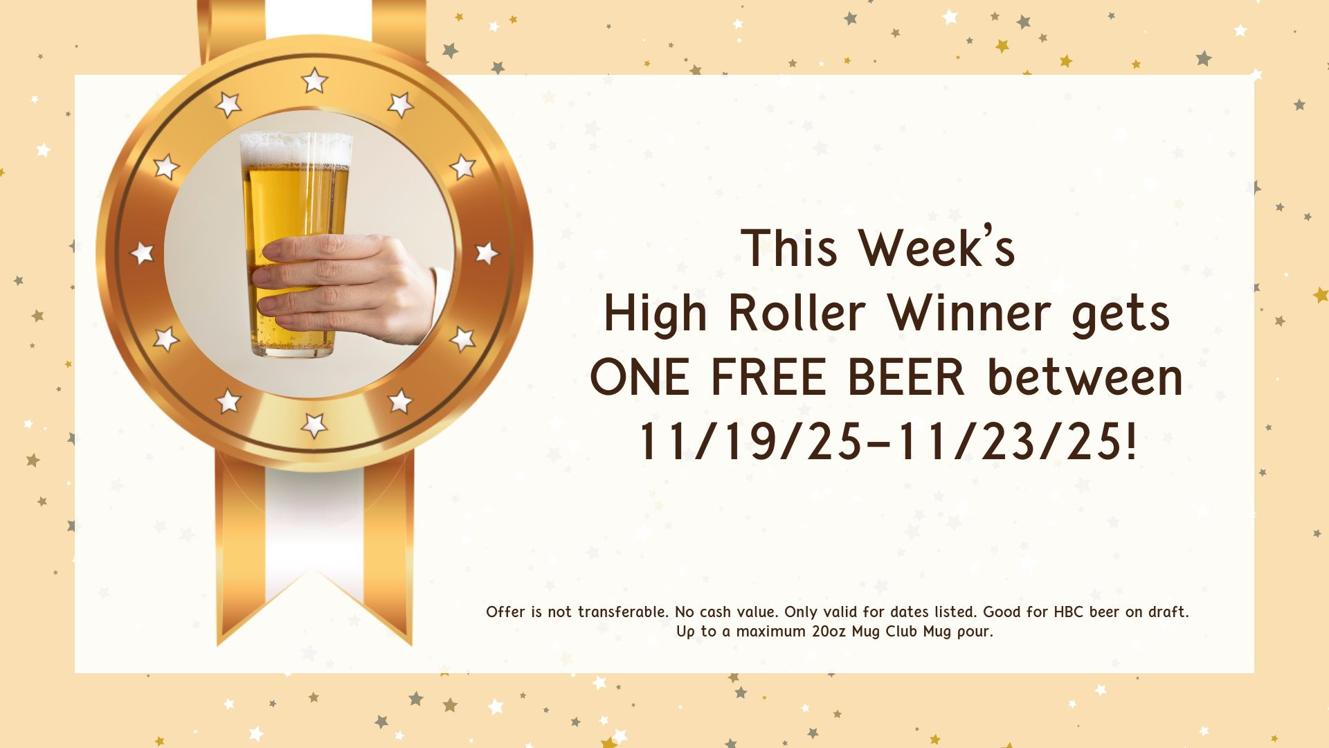 Mug Club winner has until the dates listed to claim their free beer. Mug Club winner has until the dates listed to claim their free beer.