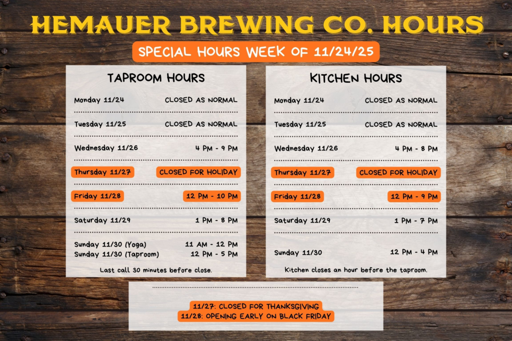 Special hours the week of November 24, 2025 at HBC. Special hours the week of November 24, 2025 at HBC.