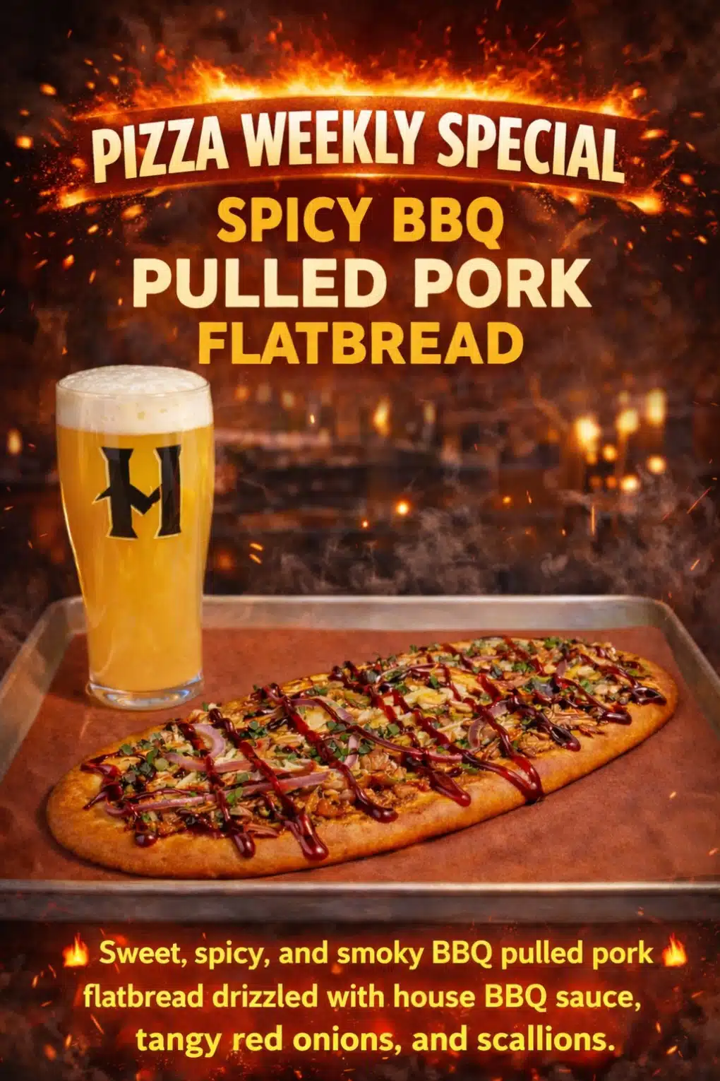 Spicy bbq pulled pork flatbread pizza Spicy bbq pulled pork flatbread pizza