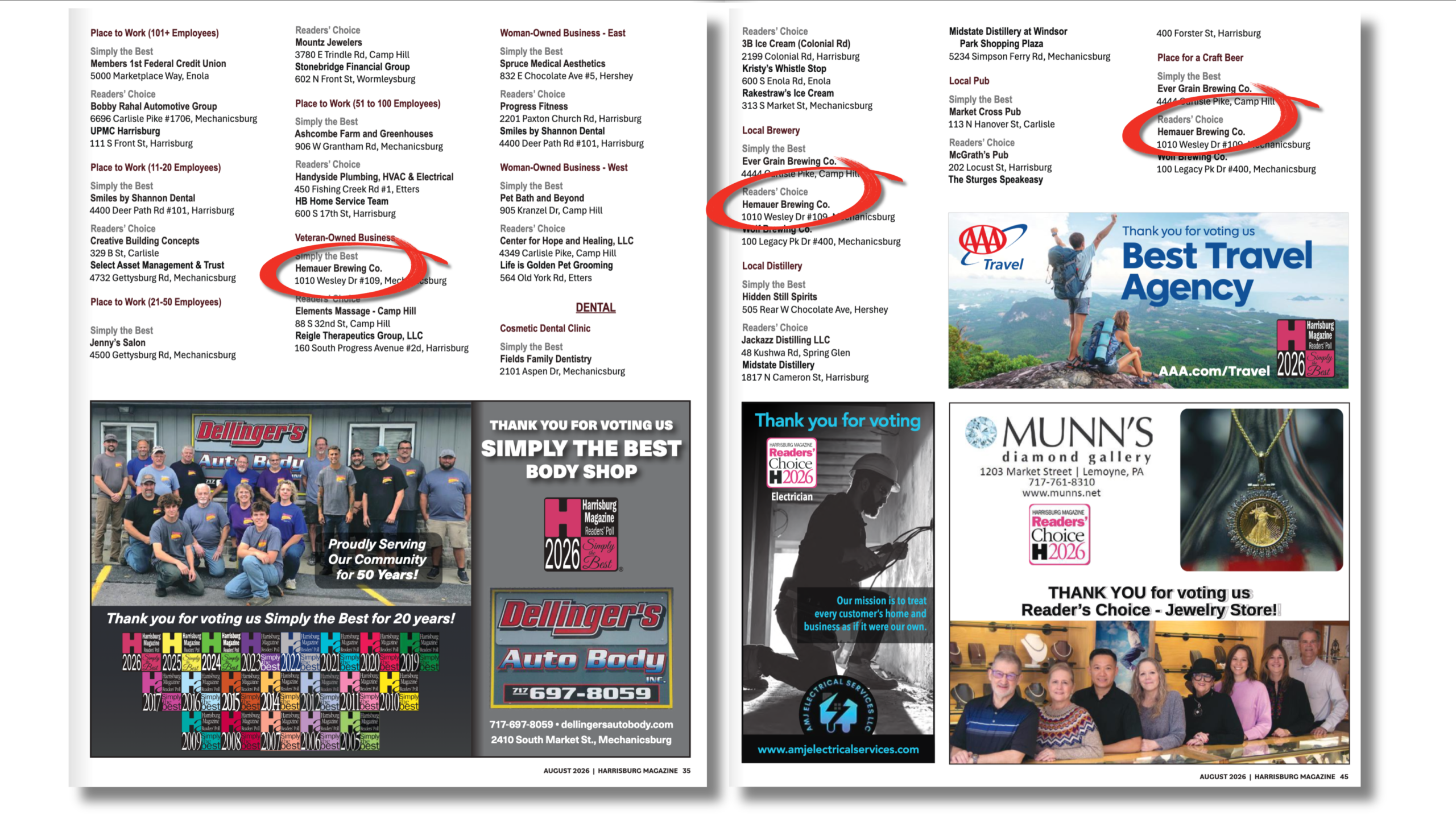 Hemauer Brewing Co. won three 2026 Simply the Best awards. Hemauer Brewing Co. won three 2026 Simply the Best awards.